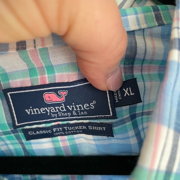 Vineyard Vines Classic Tucker Shirt Button Down Plaid Pink Blue S Cotton - Picture 3 of 8